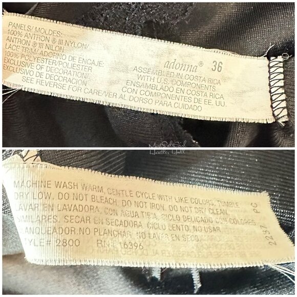 Vintage Adonna Black Nylon Slip with Scalloped Lace Trim Size 36 - Picture 5 of 6